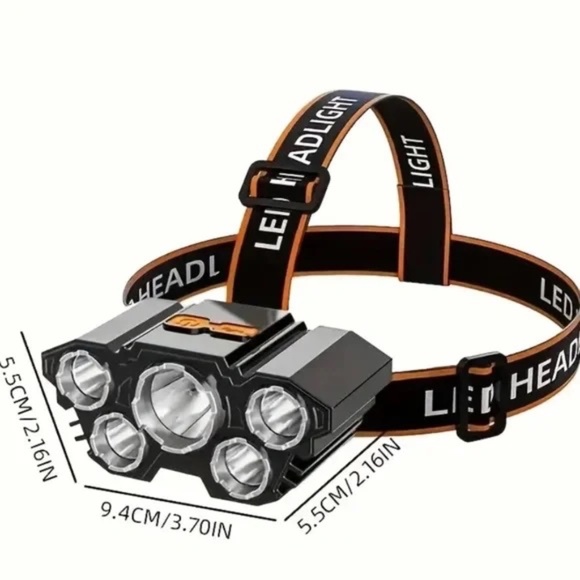 Rechargeable 5 LED Headlamp Super Bright Headlight NIB - Picture 2 of 6